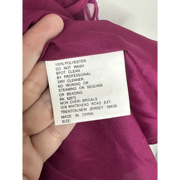 Mon Cheri Social Occasions Raspberry Sleeveless Mesh Flare Dress Size 4 New - Picture 6 of 7